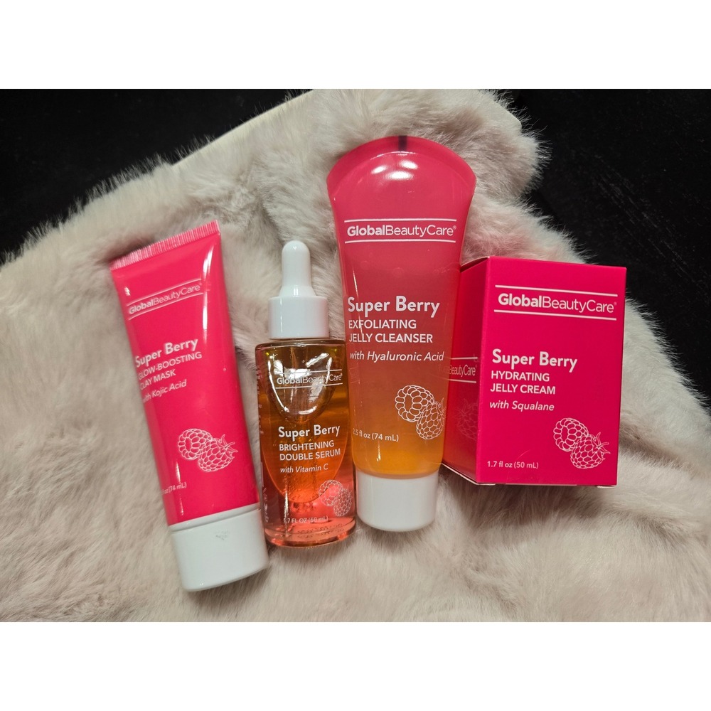 Global Beauty Care Super Berry Skincare Set Cleanser Mask Serum Cream 4pc New